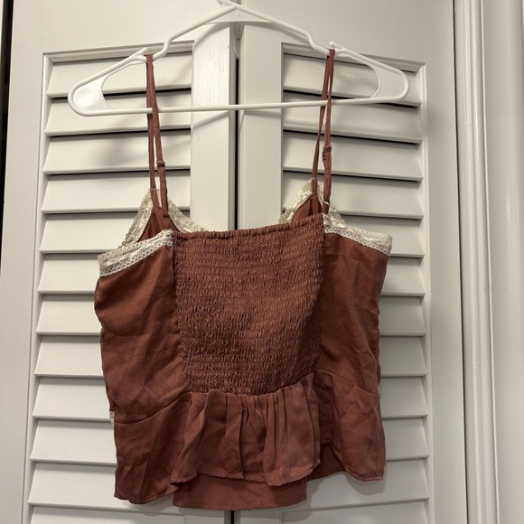 Aeropostale Satin Lace Trim Cami Mauve Size M Lace Cami Going Out Top Coquette - Picture 4 of 5